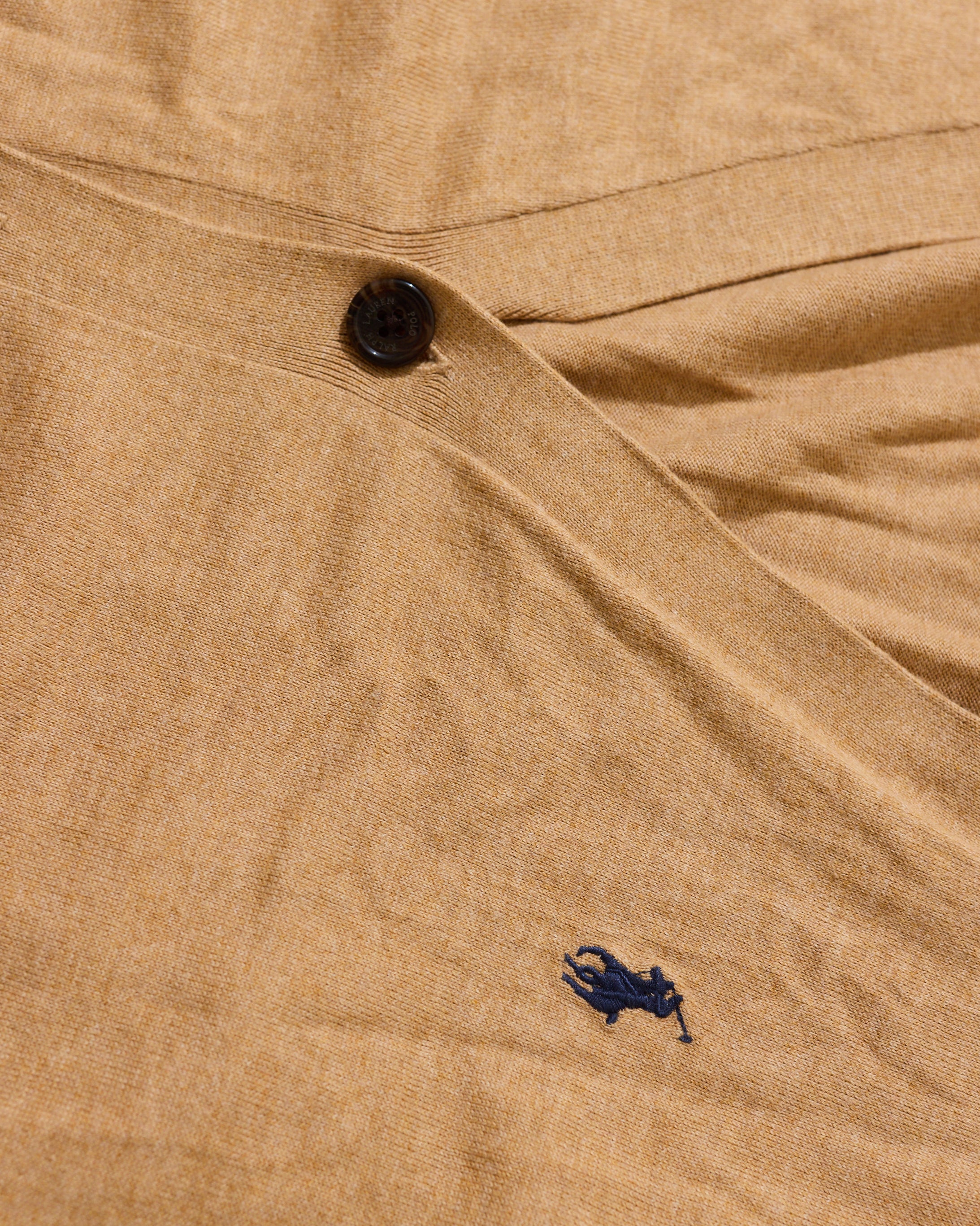 RL Tan Button-Up Cardigan & Navy Logo (L)