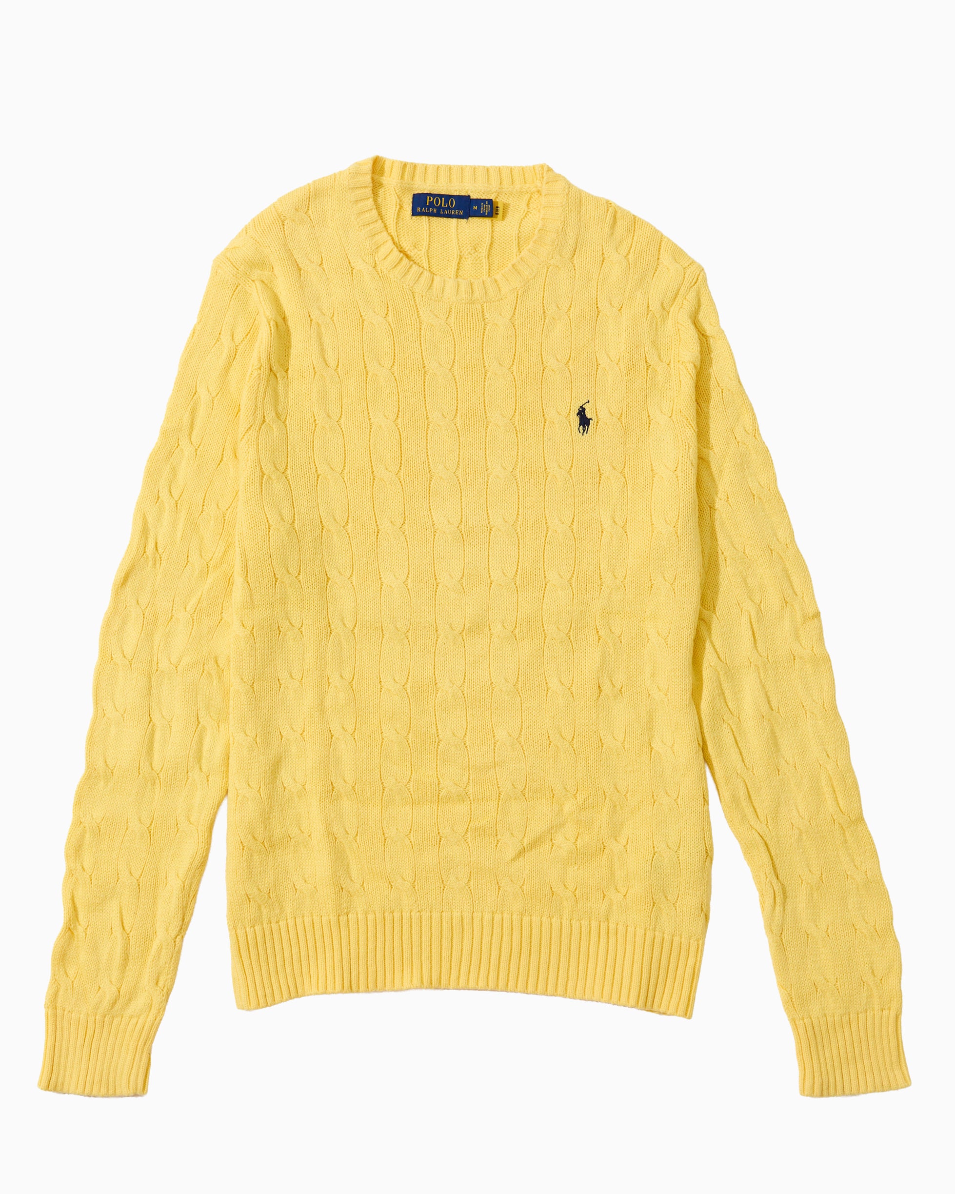 RL Yellow Cable Knit Sweater & Navy Logo (M)