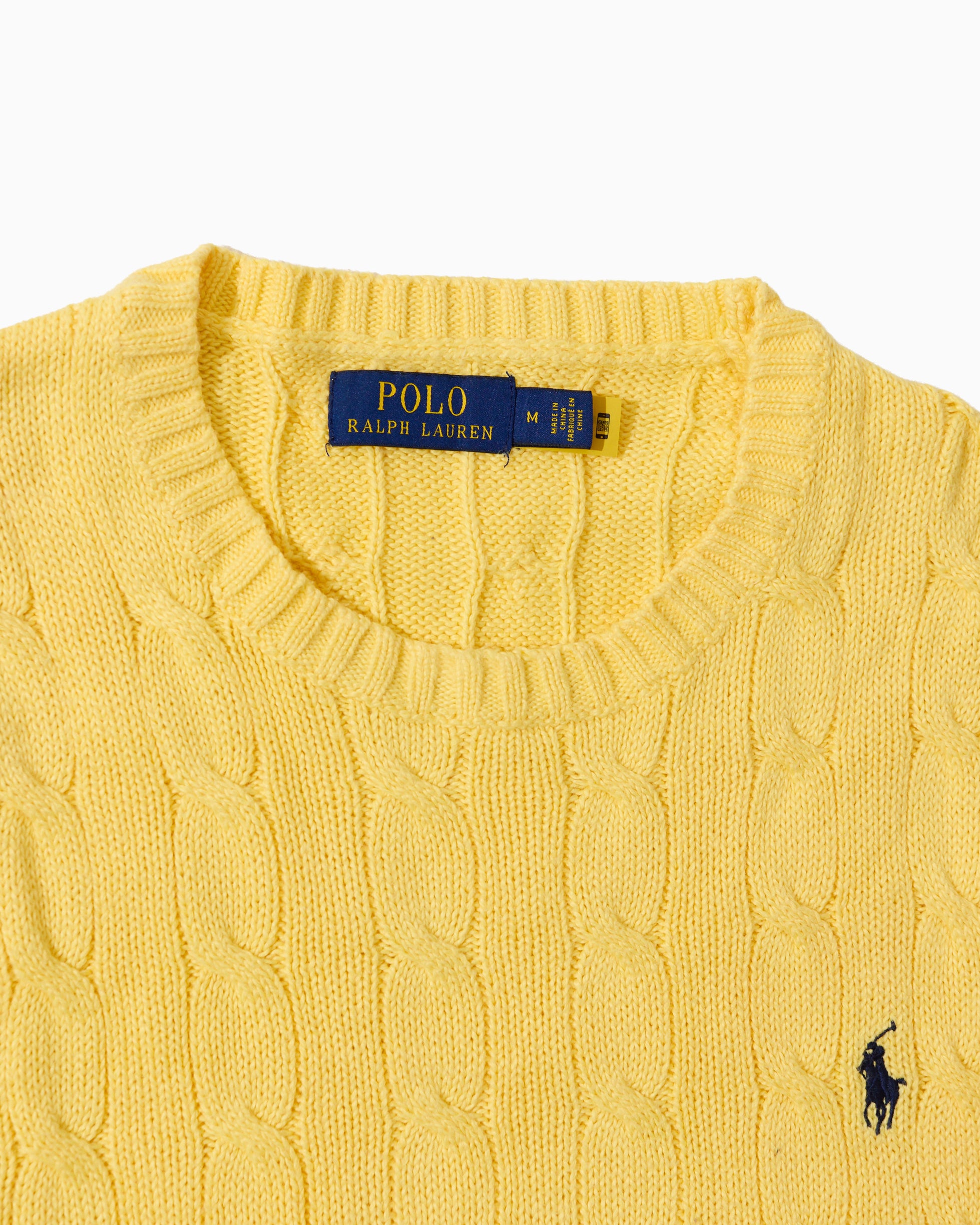 RL Yellow Cable Knit Sweater & Navy Logo (M)