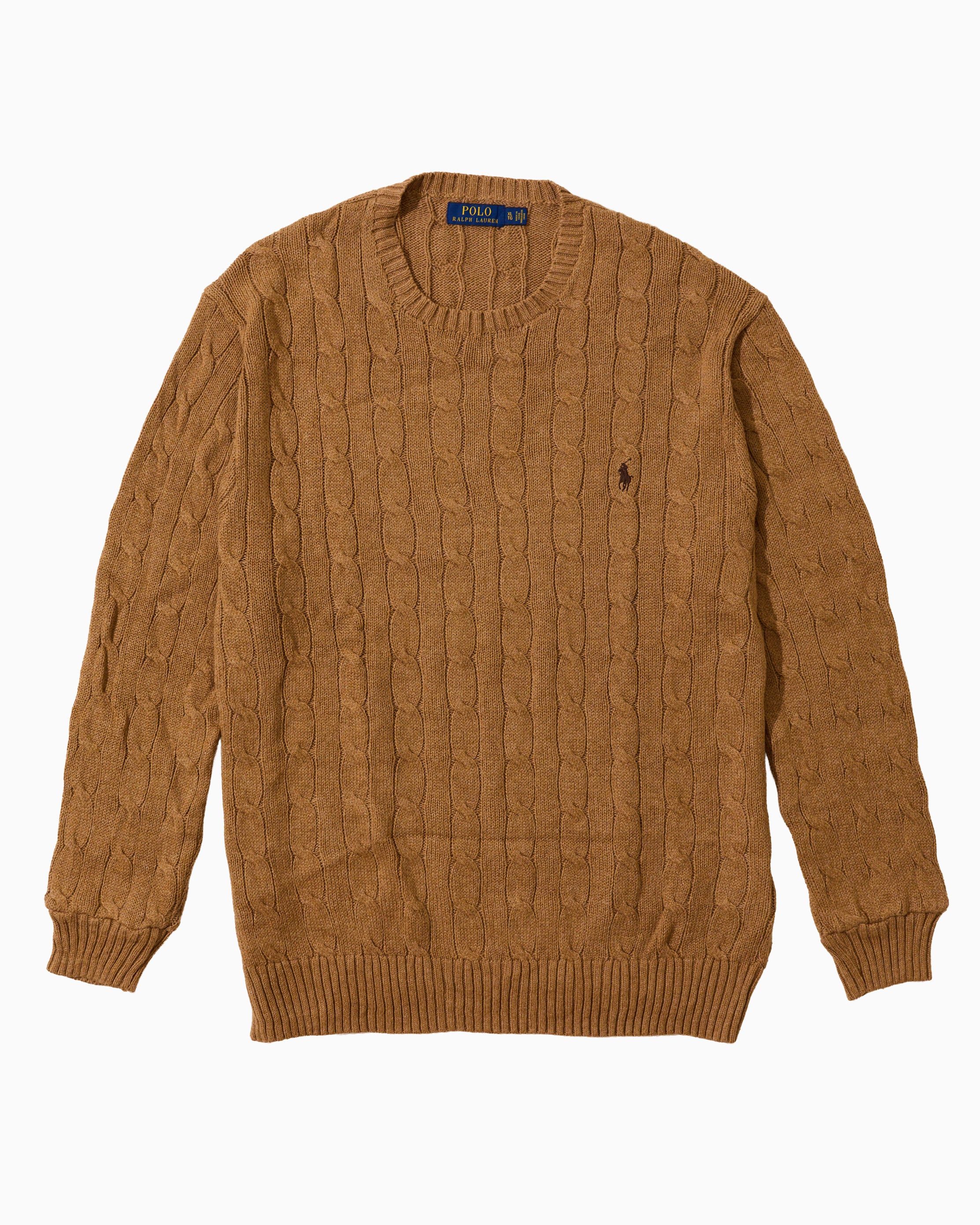 RL Brown Cable Knit Sweater & Dark Brown Logo (XL)