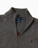 RL Grey Half-Zip Knit Sweater & Red Logo (L)