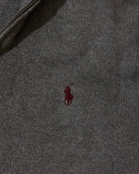 RL Grey Half-Zip Knit Sweater & Red Logo (L)