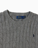 RL Grey Cable Knit Sweater & Navy Logo (XL)