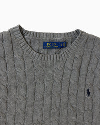 RL Grey Cable Knit Sweater & Navy Logo (XL)