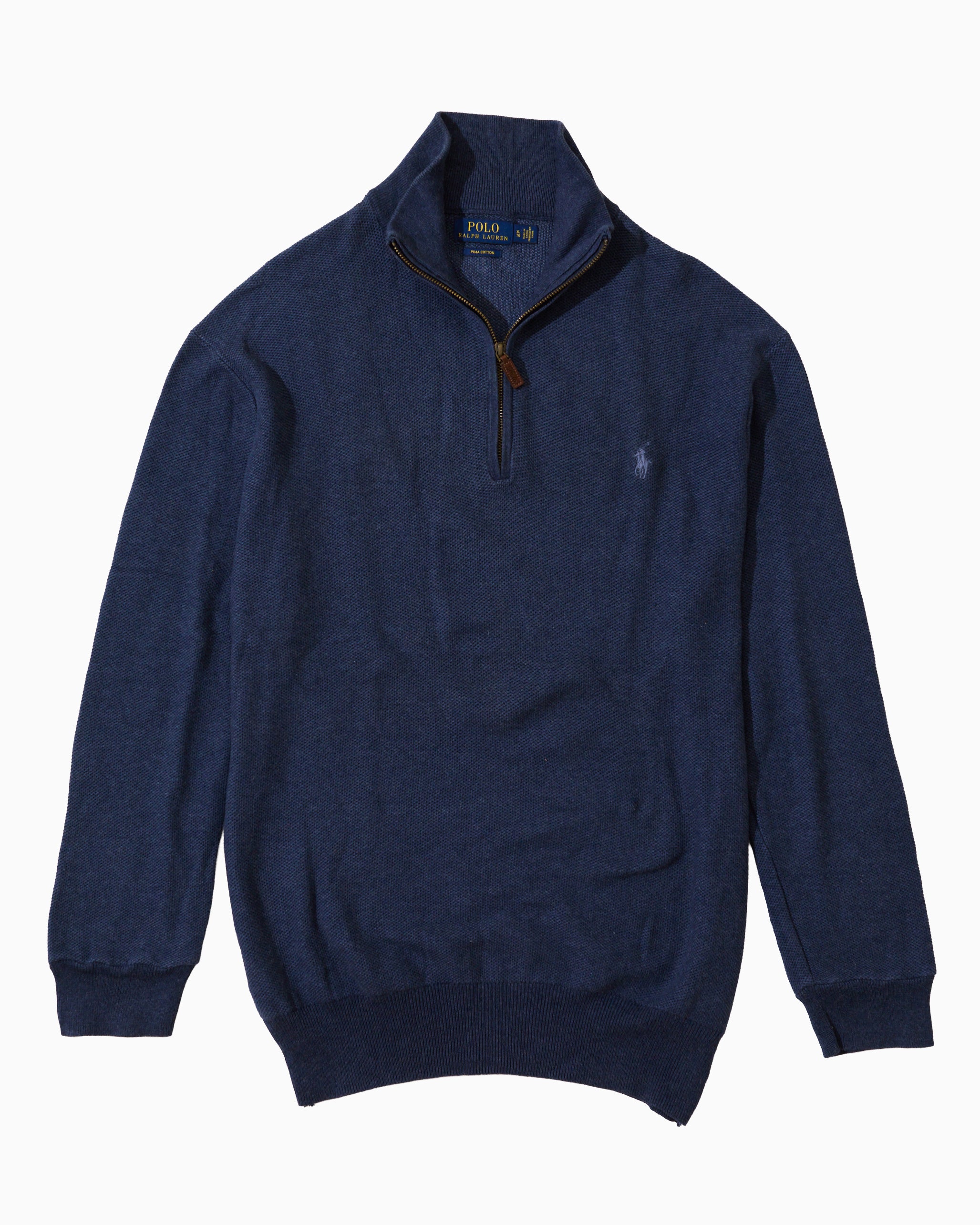 RL Navy Striped Half-Zip Knit Sweater & Green Logo (L)