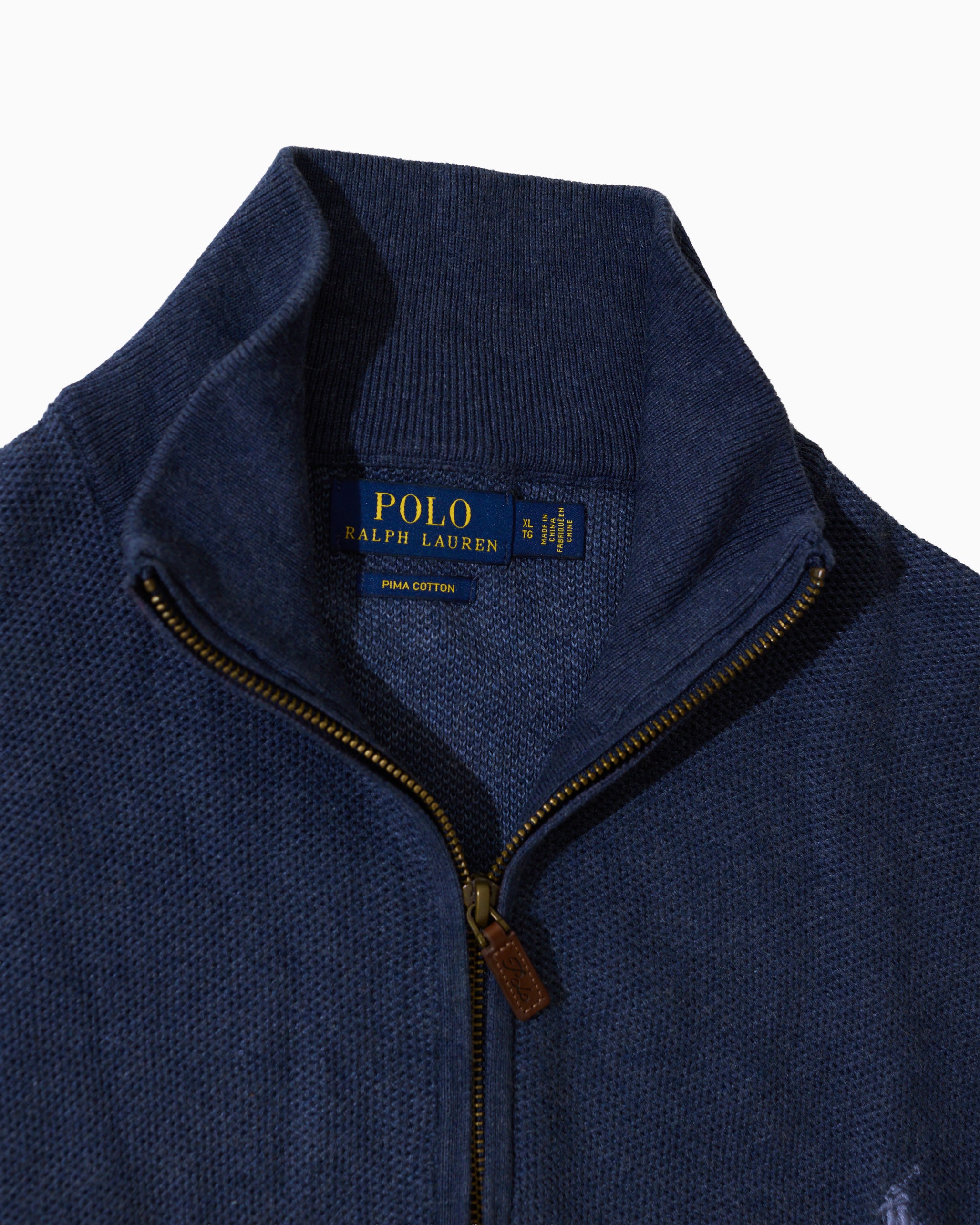 RL Navy Striped Half-Zip Knit Sweater & Green Logo (L)